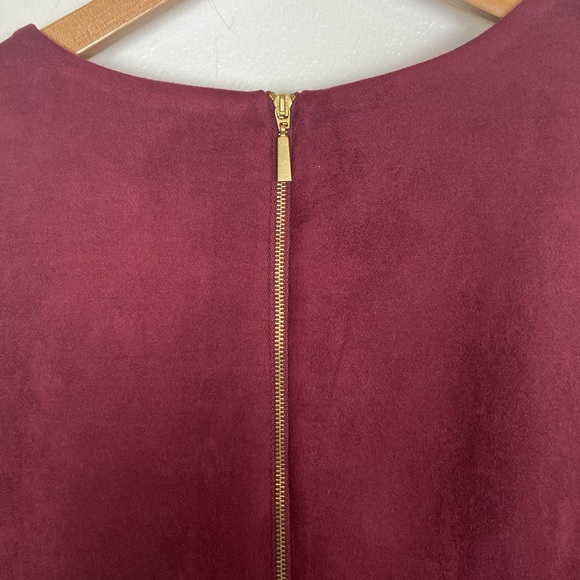 Calvin Klein Faux Suede Fit & Flare Midi Dress Size 16W Red Curvy Stretch - Picture 3 of 9